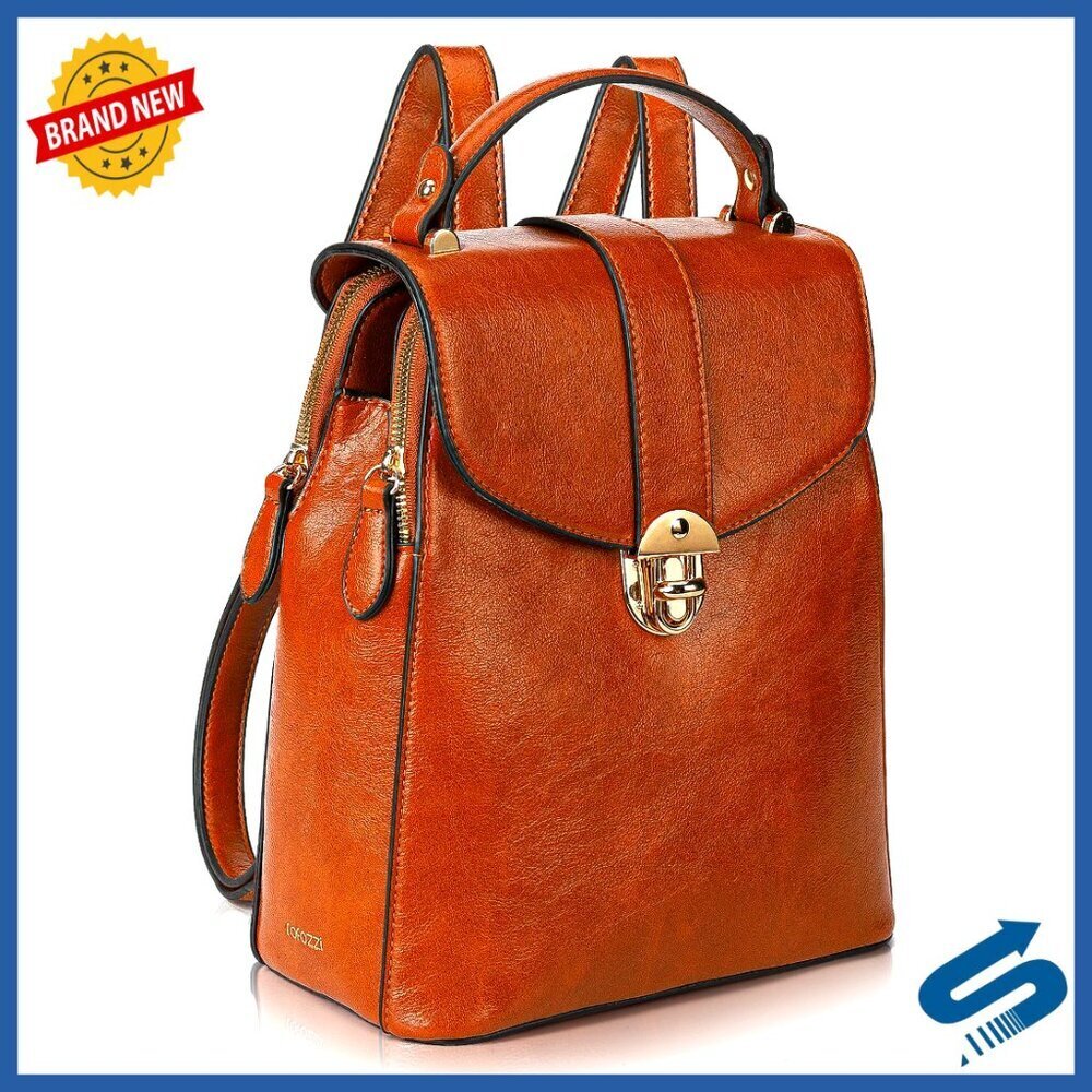 Structured Vegan Leather Backpack Purse Elegant Minimal Chic Daypack Anti-Theft